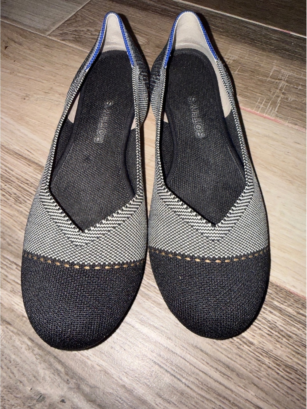 Rothy's Women's Gray and Black Cap Toe Flats 9/40 EUC